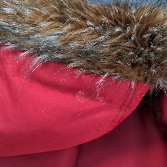 Lauren Ralph Lauren Men's Down Vegan Fur Hooded Parka Jacket Red Small - Picture 8 of 16